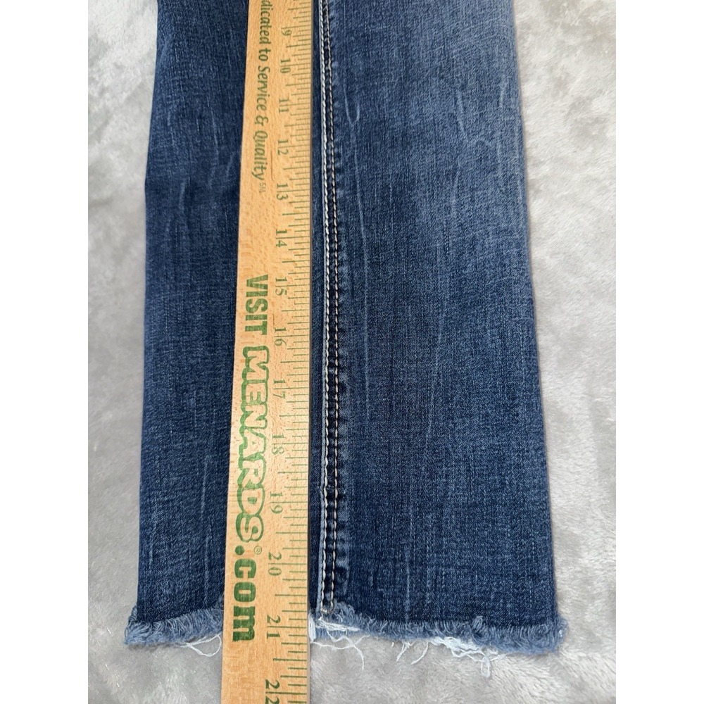 Rhythm‎ In Blues Cutoff Capri Jeans Sz 10 Mid Rise Stretch Med Wash Thick Stitch - Picture 11 of 16